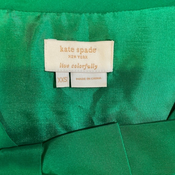 Kate Spade New York Silk Bow Neck Blouse XXS | Emerald Green - Picture 4 of 8
